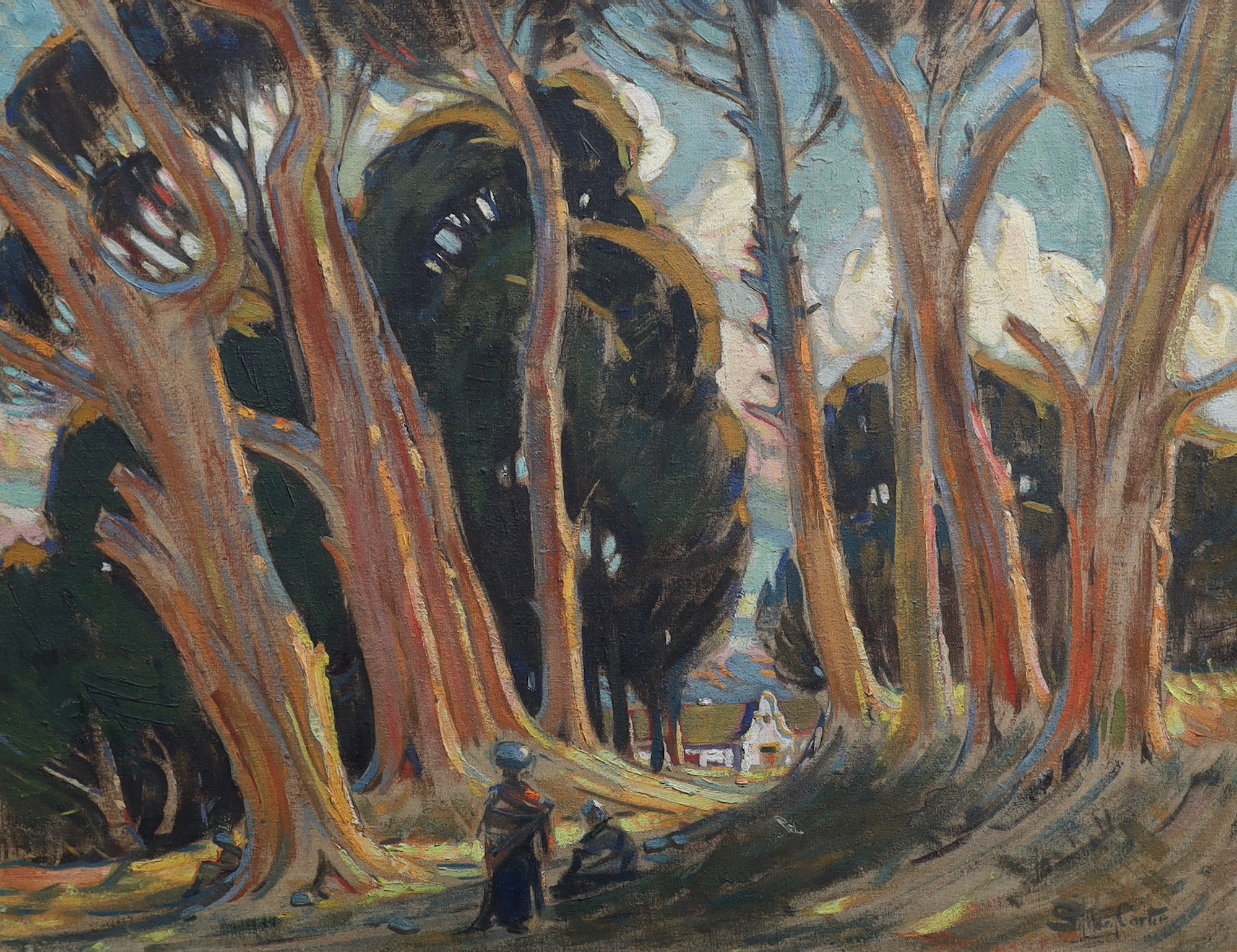 Sydney Carter (South African, 1874-1945), oil on board, 'A Cape Town Avenue', signed and inscribed verso, 62 x 80cm